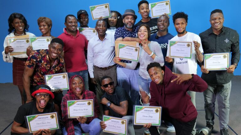 9jaStudio Screen Acting Boot Camp (SABC) Coaches and Graduates with certificate.